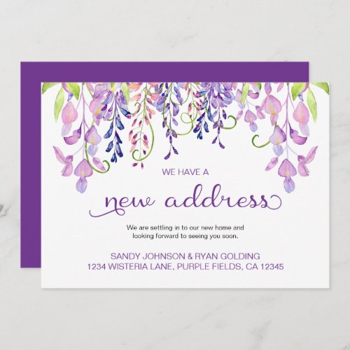 Floral Purple Wisteria We Have New Address Moving Announcement