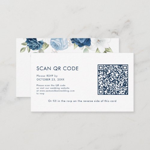 Floral QR Code All in One Wedding RSVP Enclosure Card