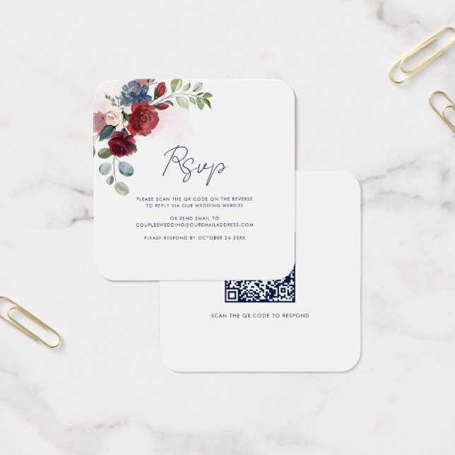 Floral QR Code Script Wedding RSVP (Office)