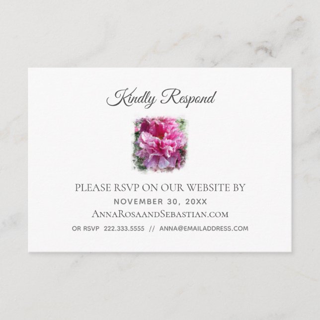 *~* Floral QR code Website AR1 Wedding RSVP  Enclo Enclosure Card (Front)