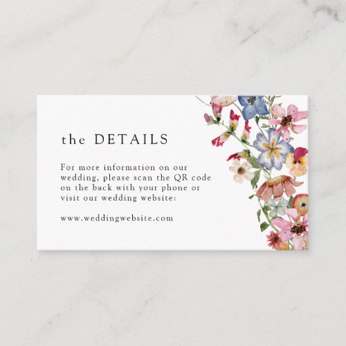 Floral QR Code Wedding Enclosure Card