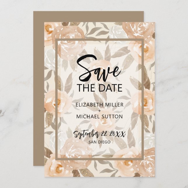 Floral QR Code Wedding Save The Date (Front/Back)