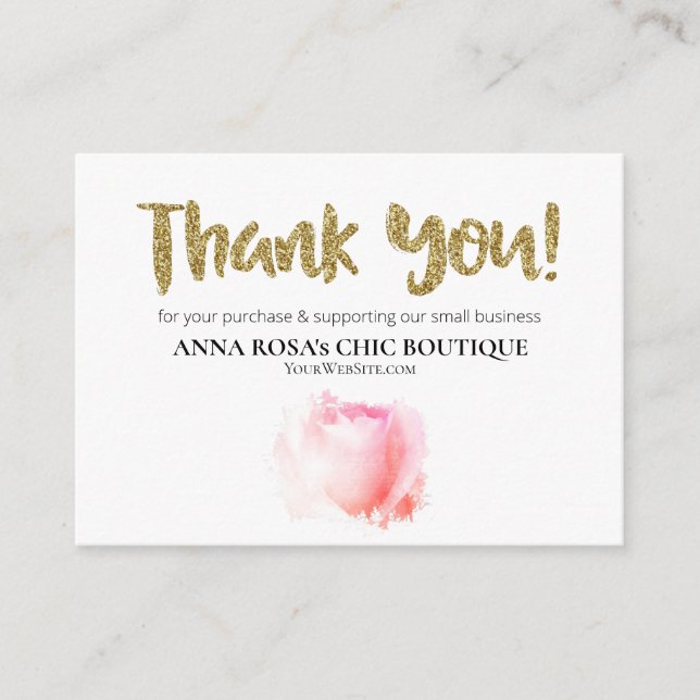 *~* Floral QR Logo THANK YOU Review ROSE AP8 Enclosure Card (Front)