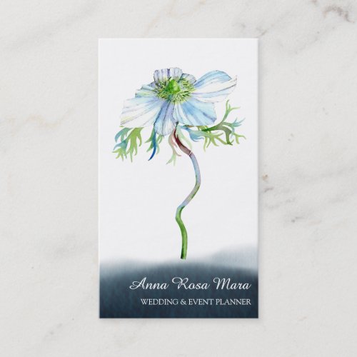  Floral QR White Anemone Wedding Event Planner Business Card