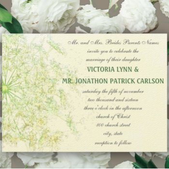 Floral Queen Anne's Lace Wedding Invitation by samack at Zazzle