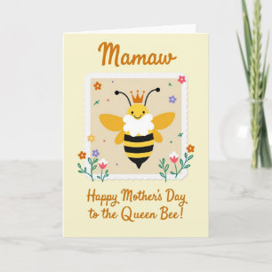 Floral Queen Bee Mothers Day Card