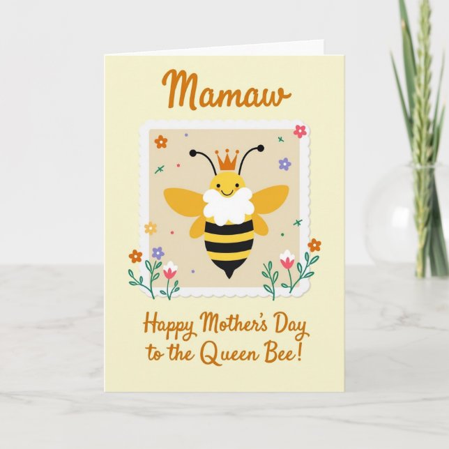 Floral Queen Bee Mothers Day Card (Front)