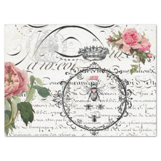 Floral Queen Bee Script Decoupage Tissue Paper