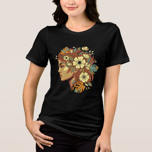 Floral Queen – Nature-Inspired Feminine Profile Ar Tri-Blend Shirt (Front)