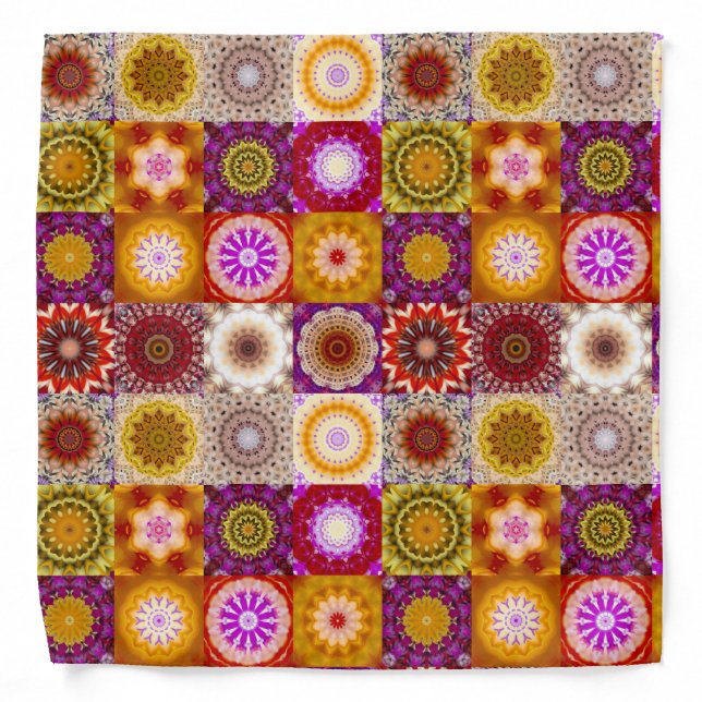 Floral Quilt or Patchwork Pattern Bandana (Front)