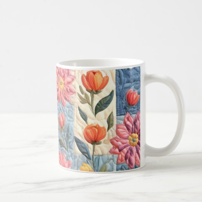 Floral Quilt Pattern Coffee Mug (Right)