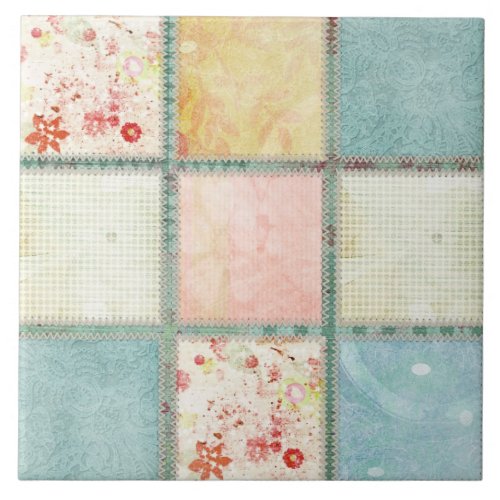 Floral Quilt Squares Square Tile