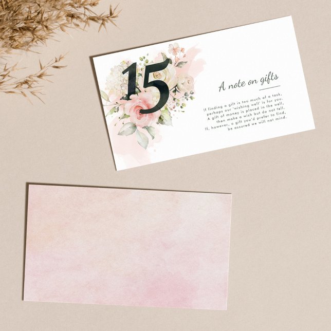 Floral Quinceanera 15th Birthday Note on Gifts Enclosure Card (Floral Quinceanera 15th Birthday Note on Gifts Enclosure Card)