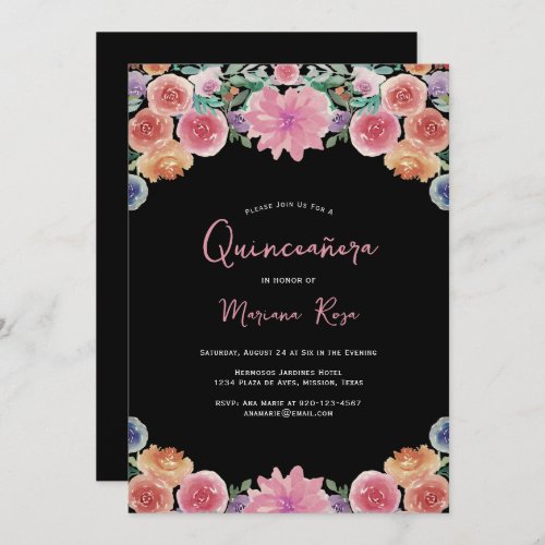 Floral Quinceanera Birthday Party Invitation