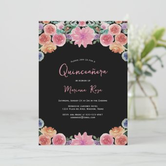Floral Quinceanera Birthday Party Invitation | Zazzle