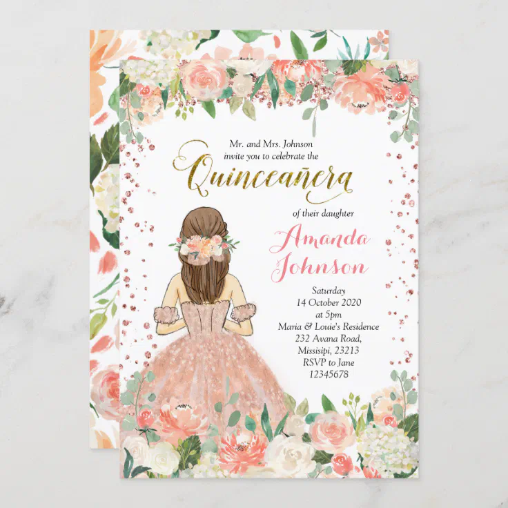 Floral Quinceañera Invitation Spanish Invite | Zazzle