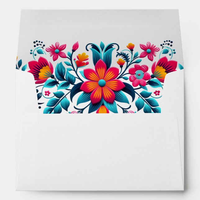 Floral Quinceanera Mexican Fiesta Birthday Envelope (Back (Bottom))