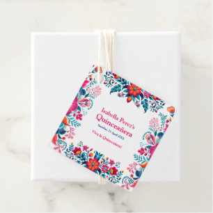 Floral Quinceanera Mexican Fiesta Favor Tags