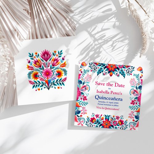 Floral Quinceanera Mexican Fiesta Save the Date Invitation