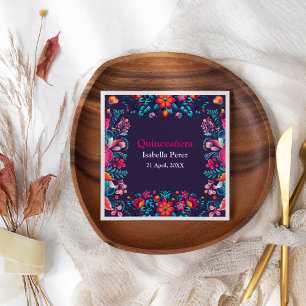Floral Quinceanera Purple Mexican Fiesta Birthday Napkins