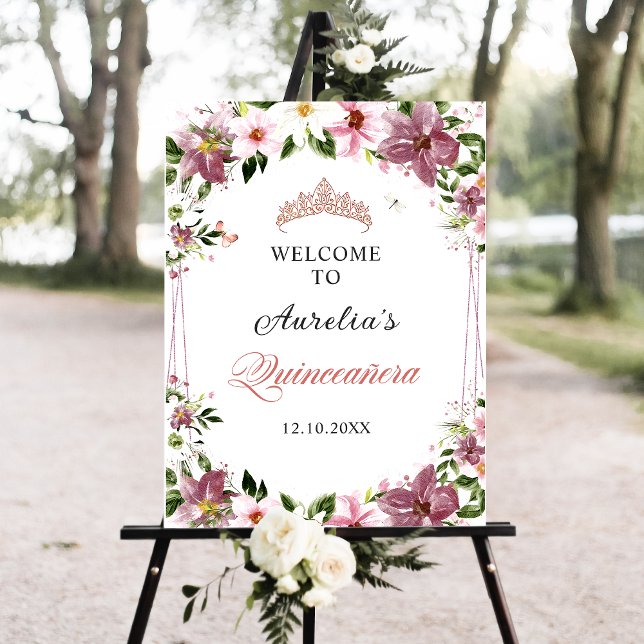 Floral Quinceañera Welcome Sign (Creator Uploaded)