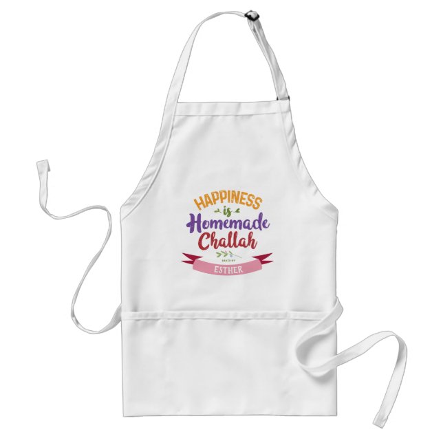 Floral Quirky Happiness is Homemade Challah Adult Apron (Front)