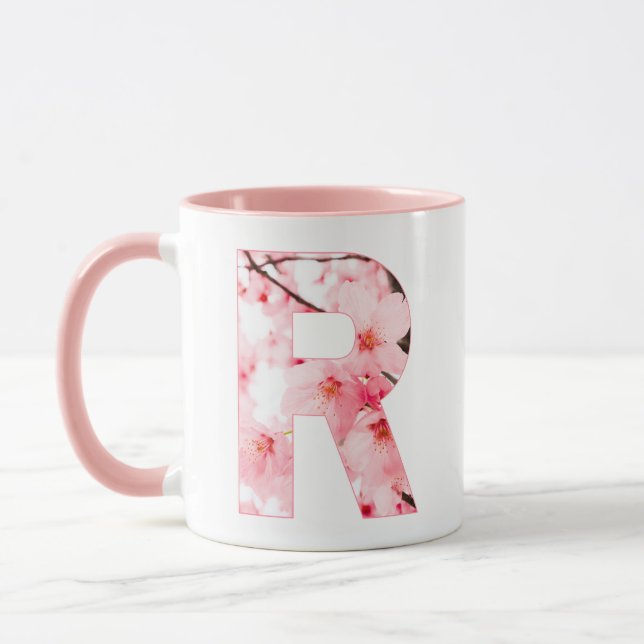 Floral R Initial Mug | Personalized Name & Traits (Left)