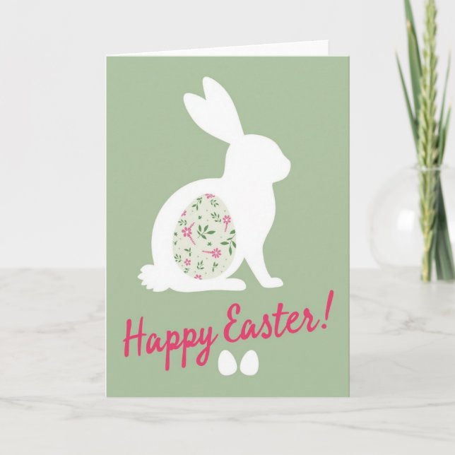 Floral Rabbit Easter Card (Front)