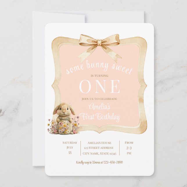 Floral Rabbit Girl Party Template (Front)