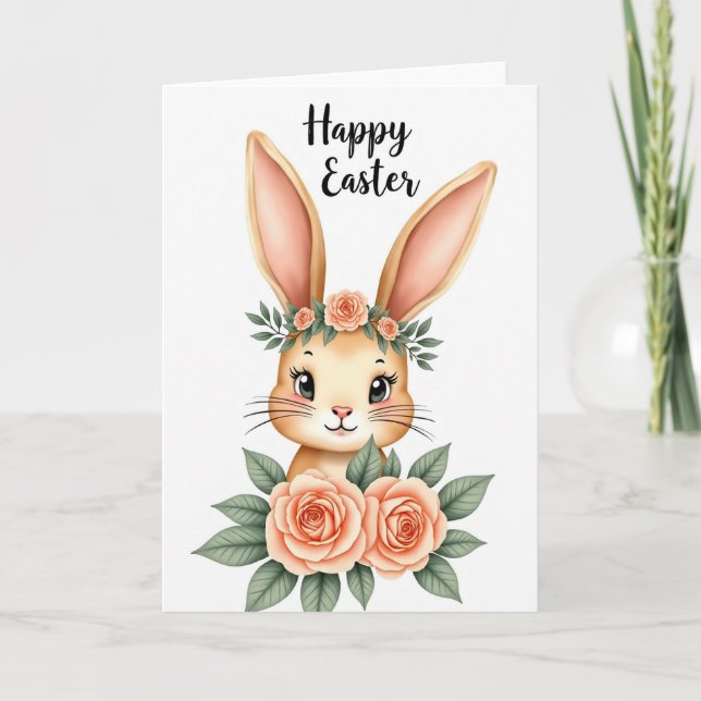 Floral Rabbit Greeting Card (Front)