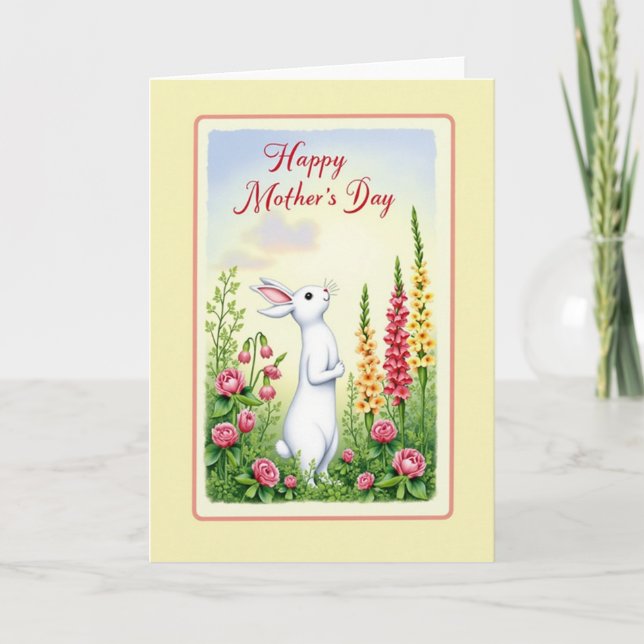 Floral Rabbit Mothers Day Card (Front)