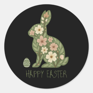 Floral Rabbit & Nature Eggs – Funny Easter Vibes Classic Round Sticker