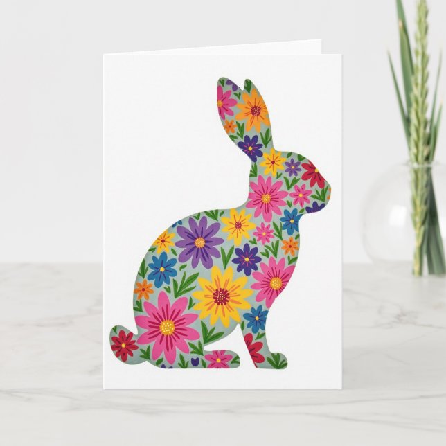 Floral Rabbit Silhouette Art Card (Front)