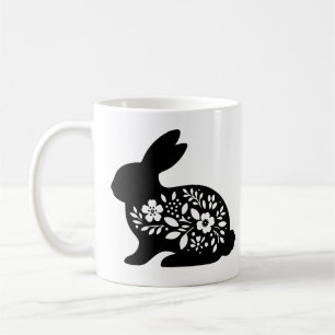 Floral Rabbit Stencil Mug – Cute Bunny Coffee