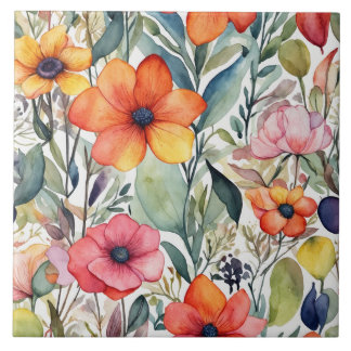 Floral Radiance: Vibrant Design Delights Ceramic Tile