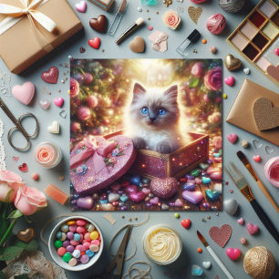 Floral Ragdoll Love Kitten Candy Box Valentine  Holiday Card