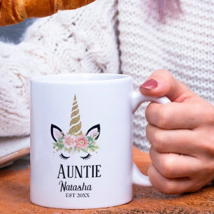 Floral rainbow auntie, pregnancy annoucement coffee mug