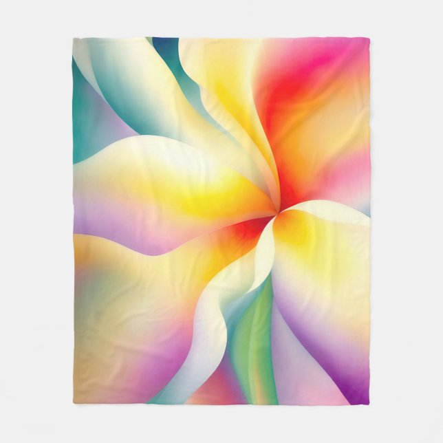 Floral Rainbow Design Fleece Blanket (Front)