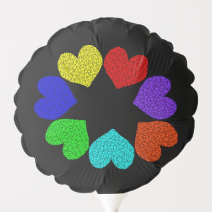 Floral Rainbow Love Hearts Balloon