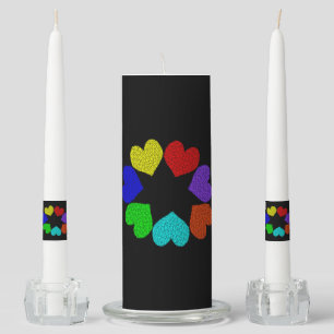 Floral Rainbow Love Hearts Candle Set