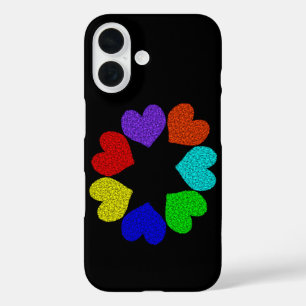 Floral Rainbow Love Hearts iPhone 16 Case