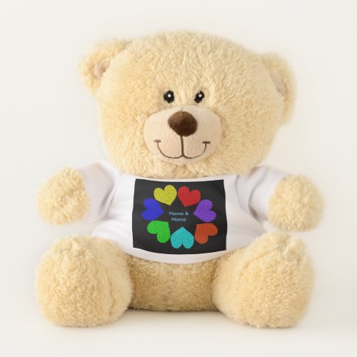 Floral Rainbow Love Hearts Custom Teddy Bear