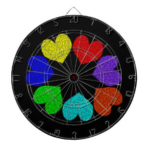 Floral Rainbow Love Hearts Dart Board
