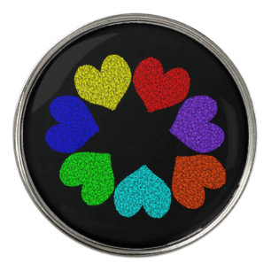 Floral Rainbow Love Hearts Golf Ball Markers