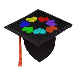 Floral Rainbow Love Hearts Graduation Cap Topper