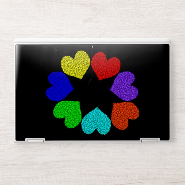 Floral Rainbow Love Hearts HP Laptop Skin (Front)