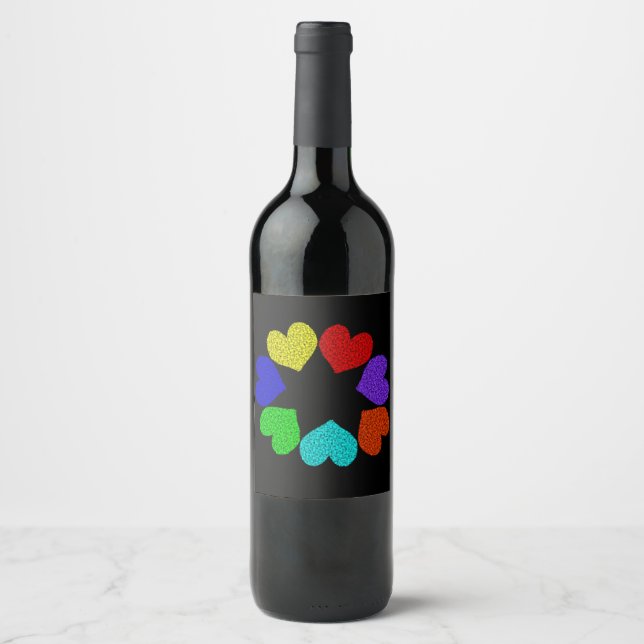Floral Rainbow Love Hearts Labels (Front)