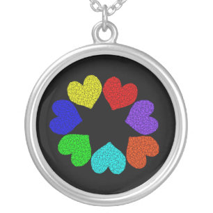 Floral Rainbow Love Hearts Necklace