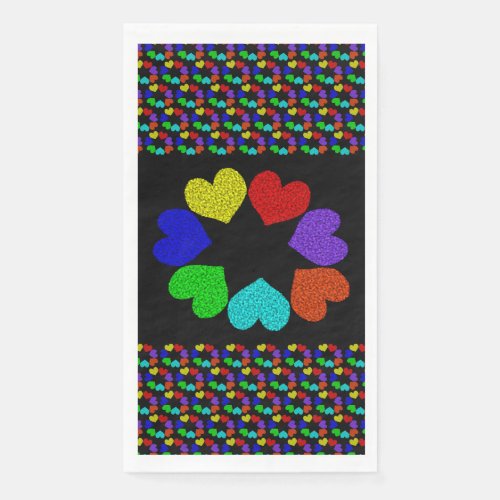 Floral Rainbow Love Hearts Paper Guest Towels