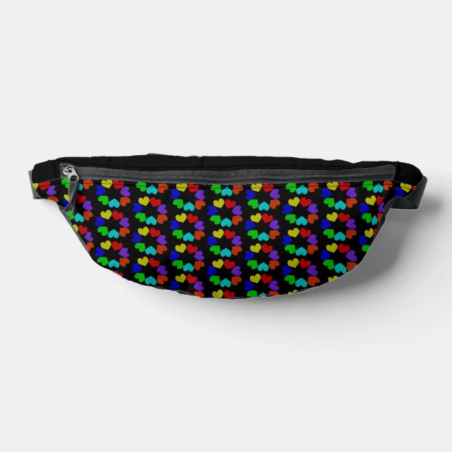Floral Rainbow Love Hearts Patterned Fanny Pack (Lay Down)